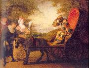 WATTEAU, Antoine Harlequin, Emperor on the Moon Sweden oil painting reproduction